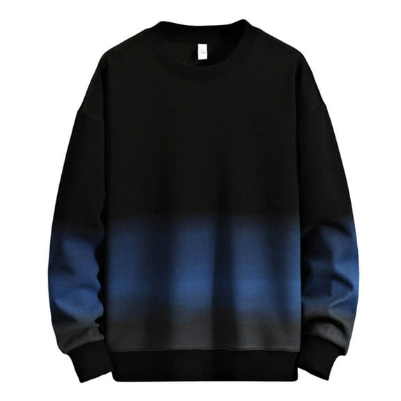 ZHOGXU Men's Casual Pullover Round Neck Long Sleeve Tie Dye Loose Fit Comfortable Trendy Sweatshirt For Daily Wear,Black,L