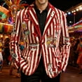 thumbnail image 1 of ZHOGXU Men's Corduroy Blazers Long Sleeve Lapel Striped Printed Comfortable Fashion Suit Jacket Top For Stage Performance And Party,Red,L, 1 of 5