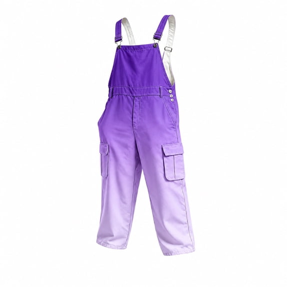 ZHOGXU Men's Gradient Jumpsuits Adjustable Strap Overalls Multi-pocket Casual Rompers Daily Wear,Purple,XL