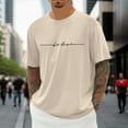 thumbnail image 1 of ZHOGXU Men's Summer T Shirt Short Sleeve Round Neck Letter Print Comfortable Breathable Tee Top For Casual Daily Wear,Beige,L, 1 of 4