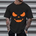 thumbnail image 1 of ZHOGXU Men's T Shirts Pumpkin Graphic Print Short Sleeve Round Neck Loose Fit Comfortable Tee For Casual Daily Wear,Black,L, 1 of 4