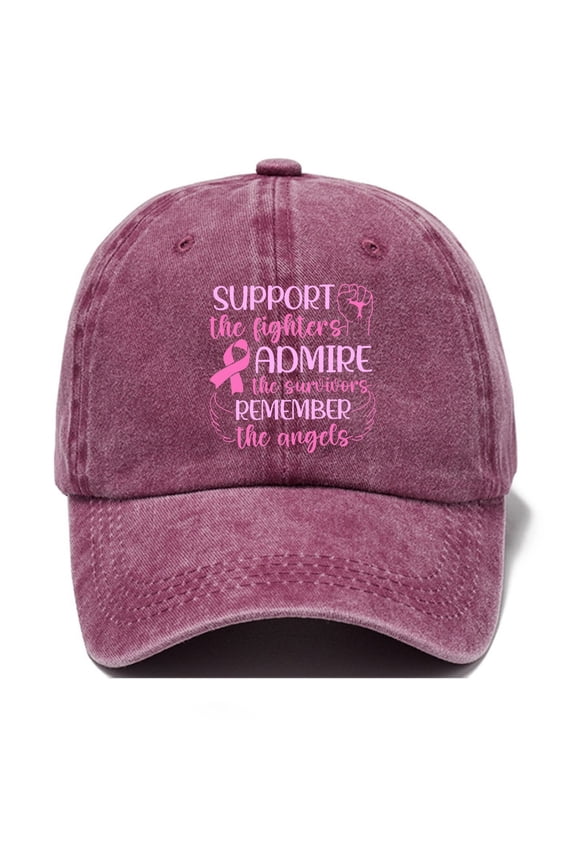 Men's And Women's Cancer Prevention Baseball Cap Letter Print Adjustable Comfortable Fashion Hat For Casual Daily Wear Brick Red One Size