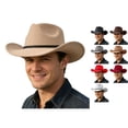 thumbnail image 1 of ZHOGXU Mens Cowboy Hat Solid Color Wide Brim Ethnic Style Fashion Comfortable Lightweight Cap For Stage Performance And Theme Party,Beige,One Size, 1 of 4
