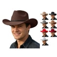 thumbnail image 1 of ZHOGXU Mens Cowboy Hat Solid Color Wide Brim Ethnic Style Fashion Comfortable Lightweight Cap For Stage Performance And Theme Party,Coffee,One Size, 1 of 4