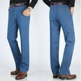 thumbnail image 1 of ZHOGXU Mens Jeans High Waist Straight Fit Stretch Slim Fit Denim Pants With Pockets For Daily Wear Light Blue 33, 1 of 7