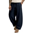thumbnail image 1 of ZHOGXU Mens Long Pants Modern Wide Leg Elastic Waist Drawstring Breathable Lightweight Relaxed Fit With Pocket Classic Style Work Wear, 1 of 4