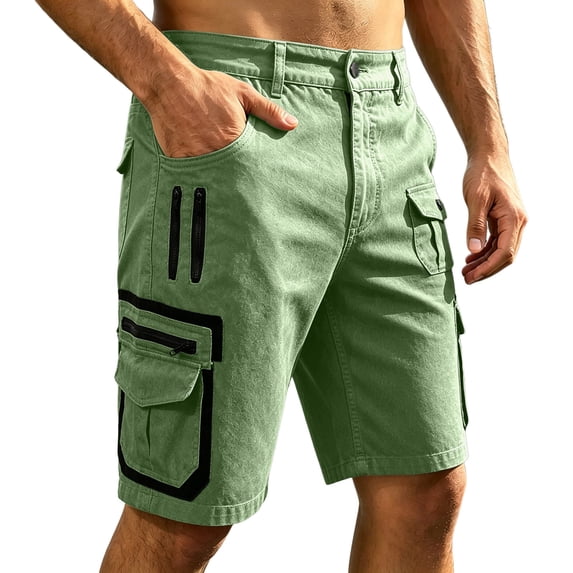 ZHOGXU Mens Shorts Versatile Loose Fit Zipper Breathable With Pocket Comfortable Everyday Wear