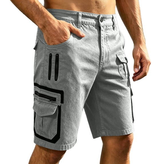 ZHOGXU Mens Shorts Versatile Loose Fit Zipper Breathable With Pocket Comfortable Everyday Wear