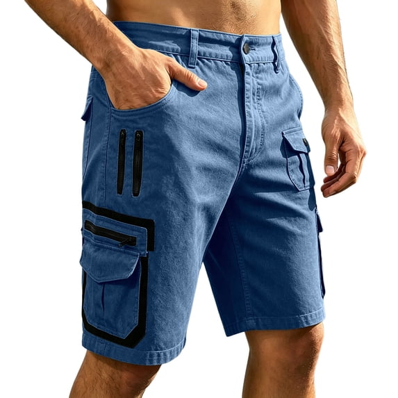 ZHOGXU Mens Shorts Versatile Loose Fit Zipper Breathable With Pocket Comfortable Everyday Wear