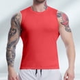 thumbnail image 1 of ZHOGXU Mens Tank Top Sleeveless Round Neck Solid Color Tight Base Fitness Training Running Quick Drying Basketball Vest For Daily Wear,Red,M, 1 of 6