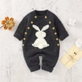 thumbnail image 1 of ZHOGXU Baby Girls Boys Knit Sweater Romper Long Sleeve Round Neck Easterr Bunny Design Comfortable Warm Soft Jumpsuit For Daily Wear,Grey,0-3 Months, 1 of 8
