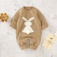 thumbnail image 1 of ZHOGXU Baby Girls Boys Knit Sweater Romper Long Sleeve Round Neck Easterr Bunny Design Comfortable Warm Soft Jumpsuit For Daily Wear,Khaki,9-12 Months, 1 of 4