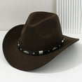 thumbnail image 1 of ZHOGXU Stylish Unisex Cowboy Hat With Buckle Belt For Concerts Outdoor Events And Party Wear Elegant Fashion Caps Coffee One Size, 1 of 3