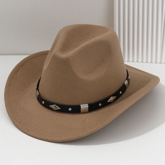 ZHOGXU Stylish Unisex Cowboy Hat With Buckle Belt For Concerts Outdoor Events And Party Wear Elegant Fashion Caps Khaki One Size