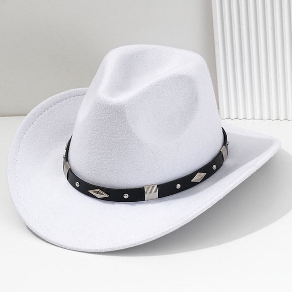 ZHOGXU Stylish Unisex Cowboy Hat With Buckle Belt For Concerts Outdoor Events And Party Wear Elegant Fashion Caps White One Size