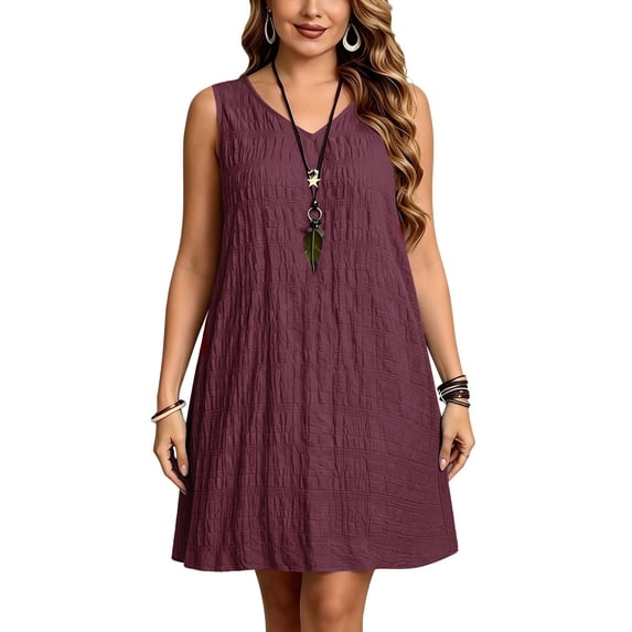ZHOGXU Summer Casual Womens Dresses Sleeveless V Neck Loose Fit Dresses 2026 Fashion,Outdoor
