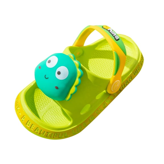 ZHOGXU Summer Children Girls Boys Cartoon Animail Slippers Indoor Outdoor Open Toe Soft Soled Comfortable Breathable Beach Slippers,Green,6-7.5 Years