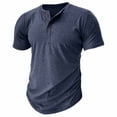 thumbnail image 1 of ZHOGXU Summer Lightweight Short Sleeve Crew Neck Button Men's T Shirts Basic Tee Comfortable Everyday Wear, 1 of 2