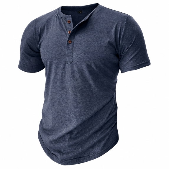 ZHOGXU Summer Lightweight Short Sleeve Crew Neck Button Men's T Shirts Basic Tee Comfortable Everyday Wear