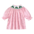 thumbnail image 1 of ZHOGXU Summer Sweet And Cute Girl Baby Dress Elastic Neckline Cute Embroidery Striped Long Sleeve Dress，Light Pink，9-12 Months, 1 of 9