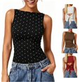 thumbnail image 1 of ZHOGXU Tank Top For Women Sleeveless Crew Neck Polka Dot Print Summer Lightweight Breathable Vest Top For Everyday Wear,Black,M, 1 of 5