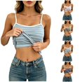 thumbnail image 1 of ZHOGXU Tank Tops For Women Summer Sleeveless Spaghetti Strap Striped Print Slim Fit Fashion Comfortable Top Camisole For Everyday Wear,Blue,One Size, 1 of 4