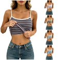 thumbnail image 1 of ZHOGXU Tank Tops For Women Summer Sleeveless Spaghetti Strap Striped Print Slim Fit Fashion Comfortable Top Camisole For Everyday Wear,Purple,One Size, 1 of 4