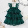 thumbnail image 1 of ZHOGXU Toddler Baby Girls Dress Sleeveless Spaghetti Strap Solid Color Mesh Layered Comfortable Fashion Summer Dresses For Casual Daily Wear,Green,12-18 Months, 1 of 9