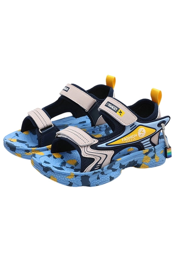 Toddler Boys Girls Summer Sandals With Adjustable Straps Open Toe Soft Sole On Comfortable Breathable Hollow Shoes For Everyday Wear,Blue,10-10.5 Years
