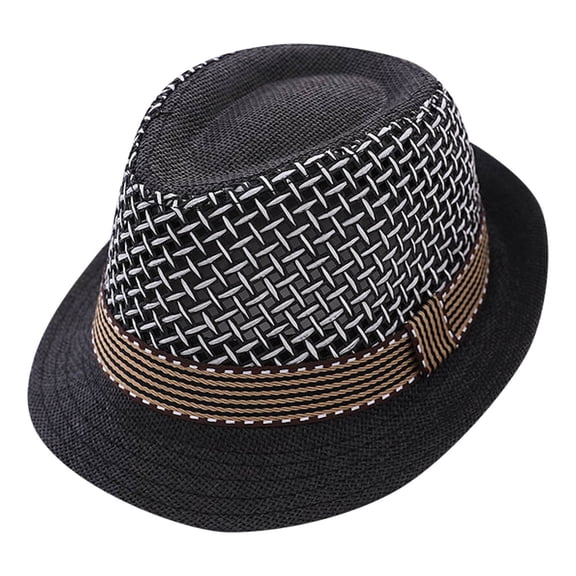 ZHOGXU Toddler Boys Girls Sunscreen Hat Breathable Summer Straw Caps For Spring Summer Outdoor Daily Wear,Black,One Size