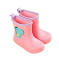 thumbnail image 1 of ZHOGXU Toddler Boys Girls Waterproof Rain Shoes Animal Print Non Comfortable Lightweight Rain Shoes Outdoor Daily Wear,Pink,5-6 Years, 1 of 3