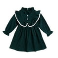 thumbnail image 1 of ZHOGXU Toddler Girls Long Sleeve Stand Collar Dresses Bowknot Ruffles Princess Dress Clothes Casual Daily Wear，Green，12-18 Months, 1 of 6