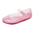 thumbnail image 1 of ZHOGXU Toddler Girls Sandals Indoor Outdoor Closed Toe Sequins Comfortable Lightweight Breathable Flat Sandals,Red,3.5-4 Years, 1 of 5