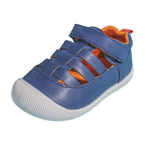 ZHOGXU Toddler Girls Sandals With Adjustable Straps Soft Sole Closed Toe Slip On Comfortable Breathable Shoes For Everyday Wear,Blue,6-9 Months