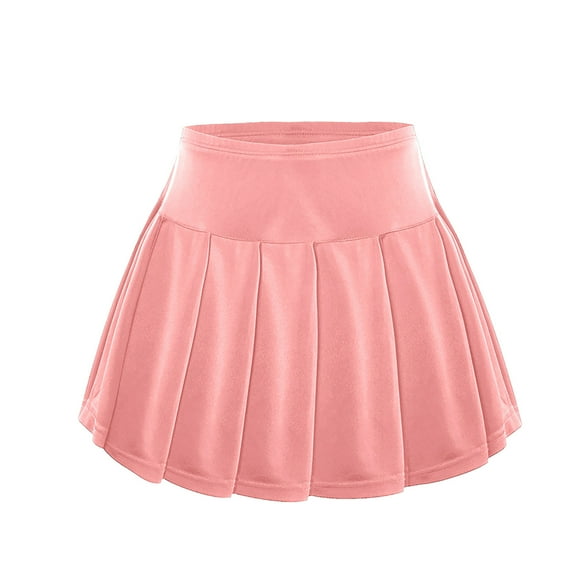 ZHOGXU Toddler Girls Summer Skirt Casual Pleated Solid Color Elastic Waist A Line Skirt Comfortable School Outdoor Play Wear,Pink,5-6 Years