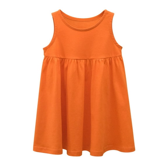 ZHOGXU Toddler Kids Baby Girls Sleeveless Casual A-Line Twirly Skater Dress For School Party Princess Dresses Trendy Boho Beach Vacation Fashion Sundress