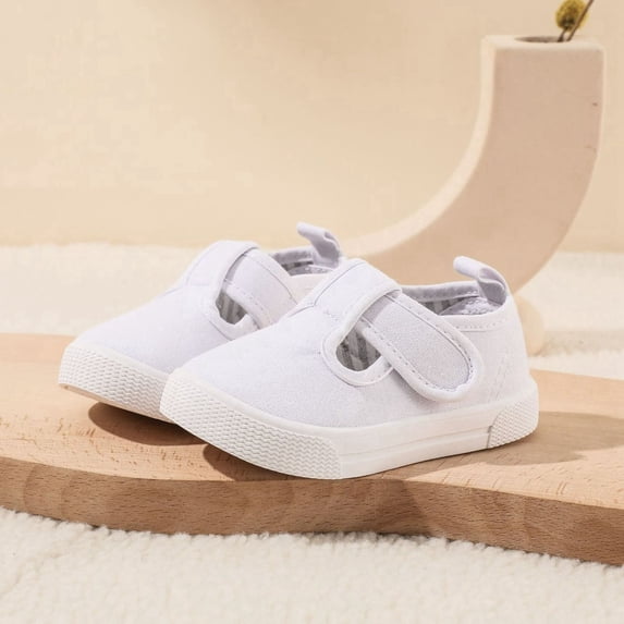 ZHOGXU Toddler Kids Boys Girls Sneakers Non Slip Flat Sole Soft Sole Solid Color Lightweight Breathable Shoes For Casual Daily Wear,White,25