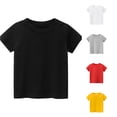 thumbnail image 1 of ZHOGXU Toddler Kids Girls Boys Basic T Shirt Short Sleeve Round Neck Solid Color Summer Fashion Comfortable Tees Tops For Casual Daily Wear,Black,4 Years, 1 of 3
