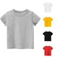 thumbnail image 1 of ZHOGXU Toddler Kids Girls Boys Basic T Shirt Short Sleeve Round Neck Solid Color Summer Fashion Comfortable Tees Tops For Casual Daily Wear,Grey,2 Years, 1 of 3