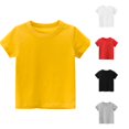 thumbnail image 1 of ZHOGXU Toddler Kids Girls Boys Basic T Shirt Short Sleeve Round Neck Solid Color Summer Fashion Comfortable Tees Tops For Casual Daily Wear,Yellow,3 Years, 1 of 3