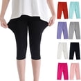thumbnail image 1 of ZHOGXU Toddler Kids Girls Capri Leggings Elastic Waisted Solid Color Comfortable Stretchy Slim Fit Shorts For Casual Daily Wear,White,8-9 Years, 1 of 4