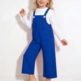thumbnail image 1 of ZHOGXU Toddler Kids Girls Overalls With Adjustable Straps Solid Color Comfortable Stylish Pants Trousers For Casual Daily Wear,Blue,4-5 Years, 1 of 4