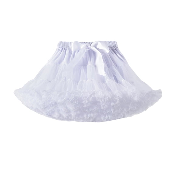 ZHOGXU Toddler Kids Girls Skirt Elastic Waist Solid Color Bowknot Mesh Comfortable Fashion Mini Tutu Skirt For Stage Shows Party,Wh1,9-12 Years