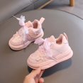 thumbnail image 1 of ZHOGXU Toddler Kids Girls Sneakers Non Slip Flat Sole Soft Sole Bow Design Sequins Lightweight Breathable Walking Shoes For Casual Daily Wear,Pink,18-24 Months, 1 of 6