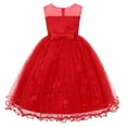 thumbnail image 1 of ZHOGXU Toddler Kids Girls Summer Dress Sleeveless Round Neck Bowknot Flower Embroidered Comfortable Fashion Mesh Tutu Dresses For Wedding Birthday Party,Red,5-6 Years, 1 of 6