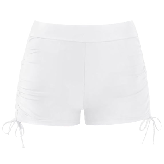 ZHOGXU Toddler Kids Girls Swim Bottoms Solid Color High Waist Comfortable Stretchy Trunks Swimwear For Beach Pool,White,13-14 Years