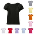 thumbnail image 1 of ZHOGXU Toddler Kids Girls T Shirt Puff Sleeve Round Neck Solid Color Cute Comfortable Lightweight Top Tee For Casual Daily Wear,Black,7-8 Years, 1 of 4