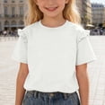 thumbnail image 1 of ZHOGXU Toddler Kids Girls Top Short Sleeve Round Neck Solid Color Ruffles Breathable Comfortable Tee For Casual Daily Wear,White,13-14 Years, 1 of 8