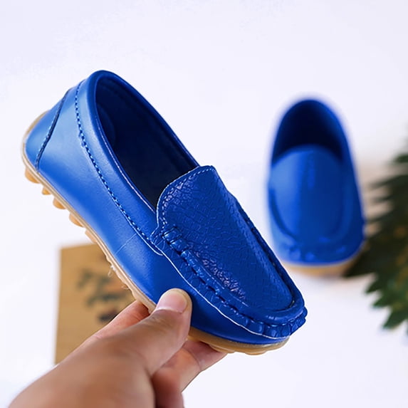 ZHOGXU Toddler Little Boys Girls Sneakers Comfortable Soft Flat Soles Solid Color Slip On Casual Shoes,Blue,21