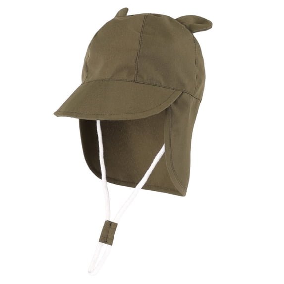 ZHOGXU Toddler Sun Hats Solid Color Upf 50+ Sun Protection Adjustable Wide Rigid Brim Baby Cute Ears Caps For Spring Summer Vacation Daily Play,Army Green,6-12 Months